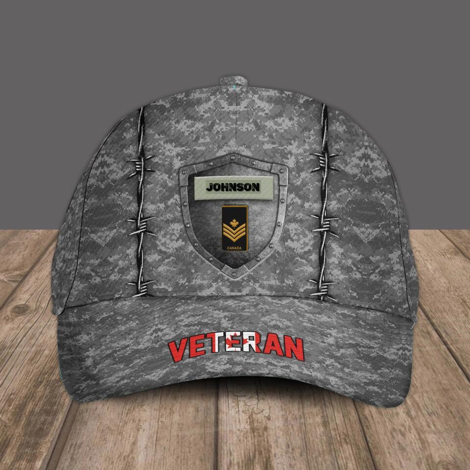 Personalized Rank And Name Canadian Soldier/Veterans Camo Baseball Cap - 1670976004