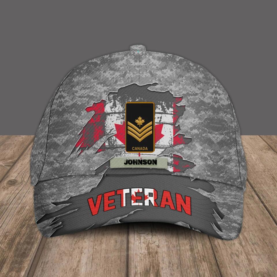Personalized Rank And Name Canadian Soldier/Veterans Camo Baseball Cap - 1670976008