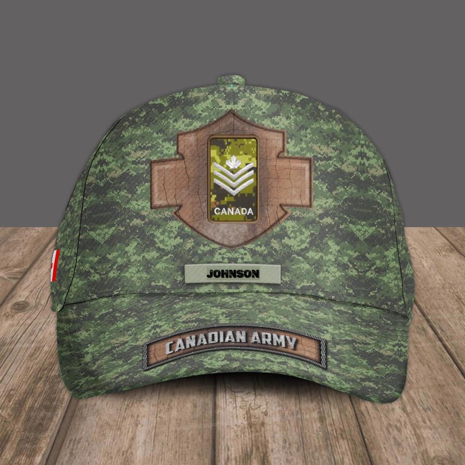 Personalized Rank And Name Canadian Soldier/Veterans Camo Baseball Cap - 1670976010