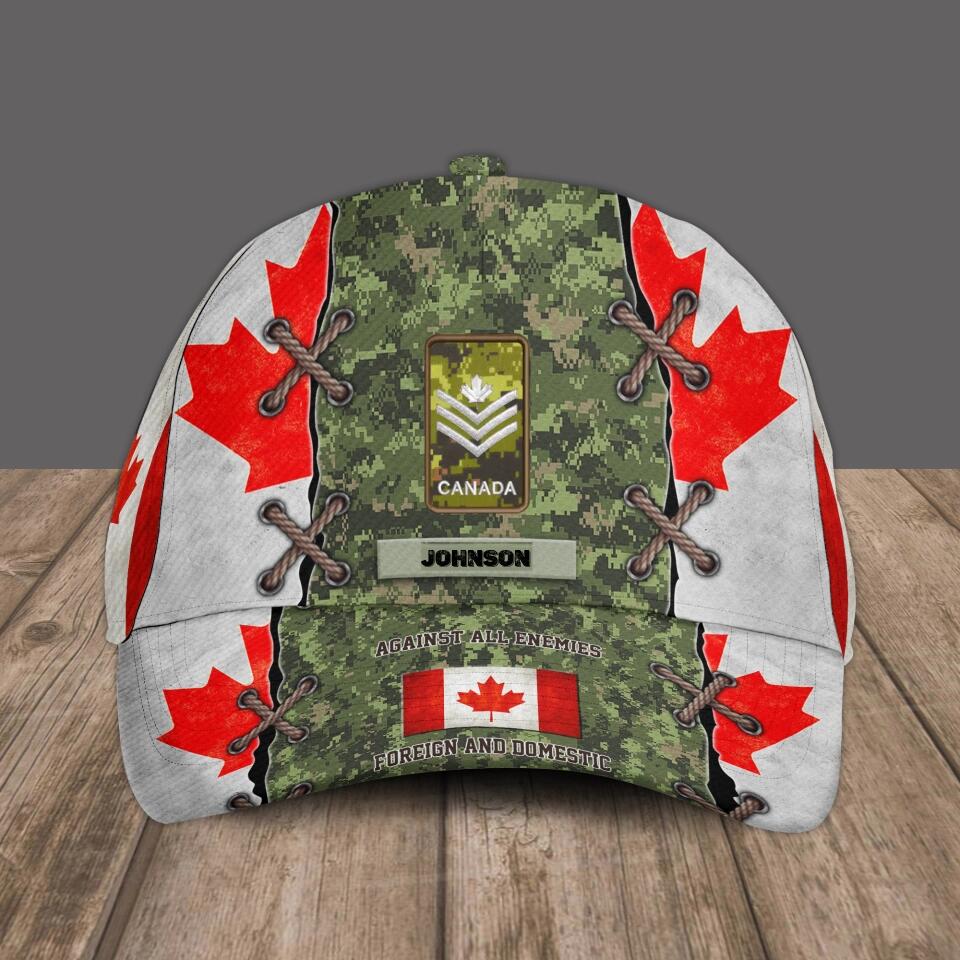 Personalized Rank And Name Canadian Soldier/Veterans Camo Baseball Cap - 1670976011