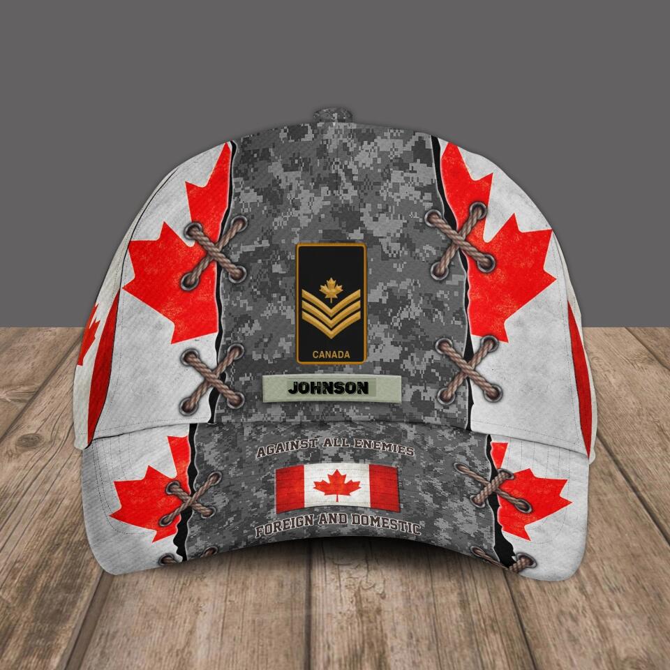 Personalized Rank And Name Canadian Soldier/Veterans Camo Baseball Cap - 1670976011