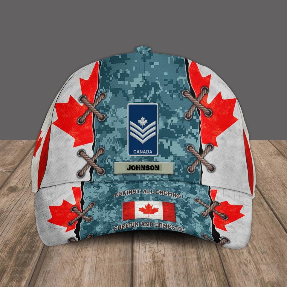 Personalized Rank And Name Canadian Soldier/Veterans Camo Baseball Cap - 1670976011