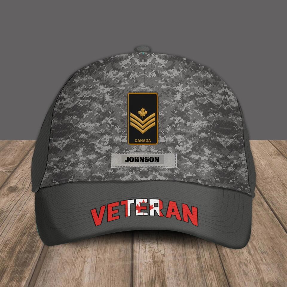 Personalized Rank And Name Canadian Soldier/Veterans Camo Baseball Cap - 1670976012