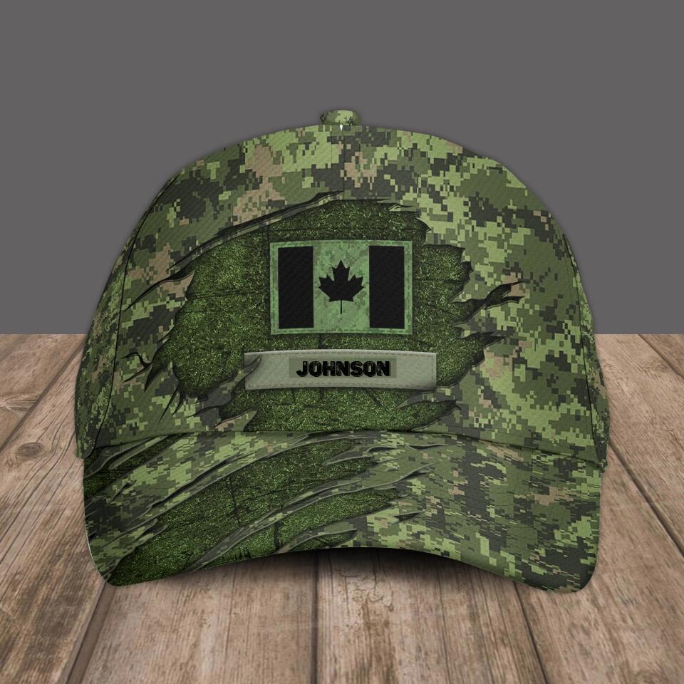 Personalized Name Canadian Soldier/Veterans Camo Baseball Cap - 1670976013