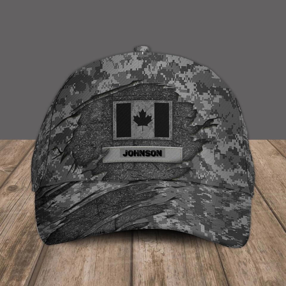 Personalized Name Canadian Soldier/Veterans Camo Baseball Cap - 1670976013