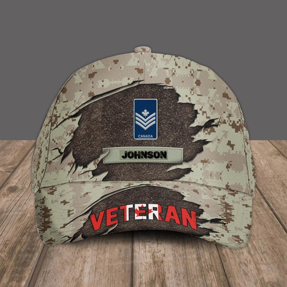 Personalized Rank And Name Canadian Soldier/Veterans Camo Baseball Cap - 1670976015