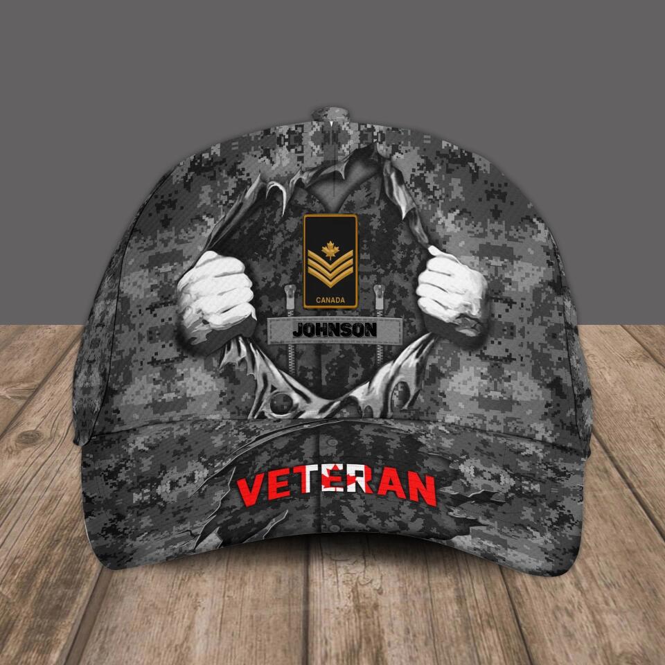 Personalized Rank And Name Canadian Soldier/Veterans Camo Baseball Cap - 1670976016