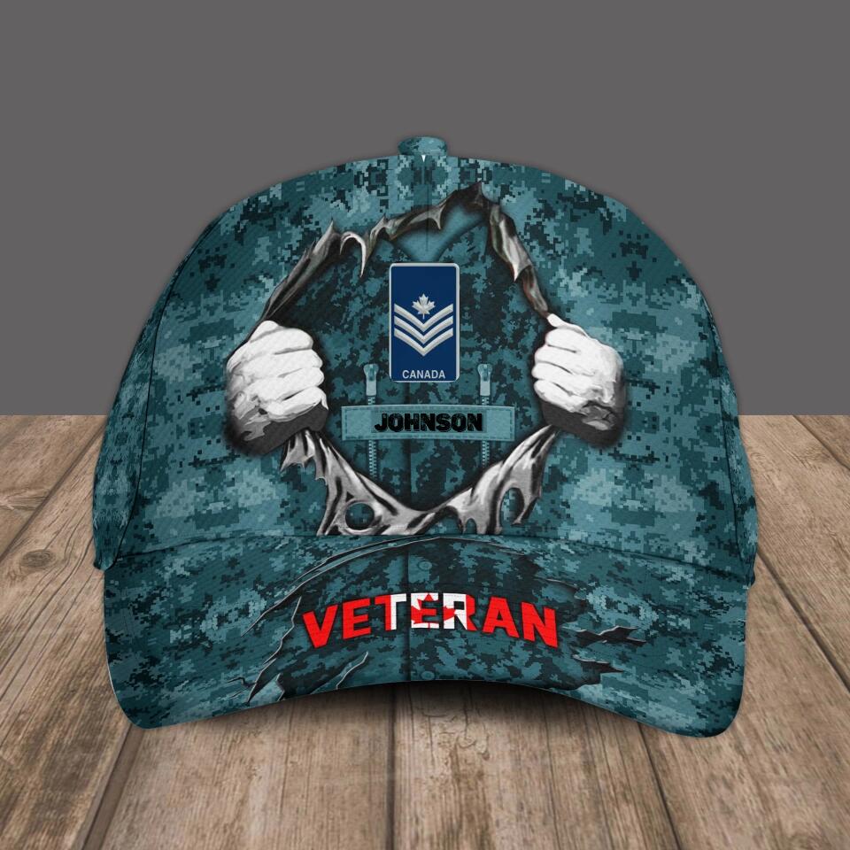 Personalized Rank And Name Canadian Soldier/Veterans Camo Baseball Cap - 1670976016