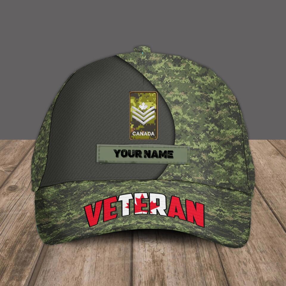 Personalized Rank And Name Canadian Soldier/Veterans Camo Baseball Cap - 16749504
