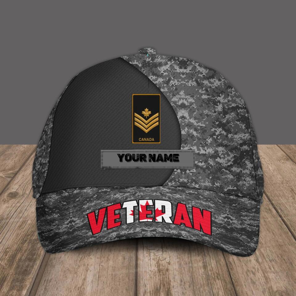 Personalized Rank And Name Canadian Soldier/Veterans Camo Baseball Cap - 16749504