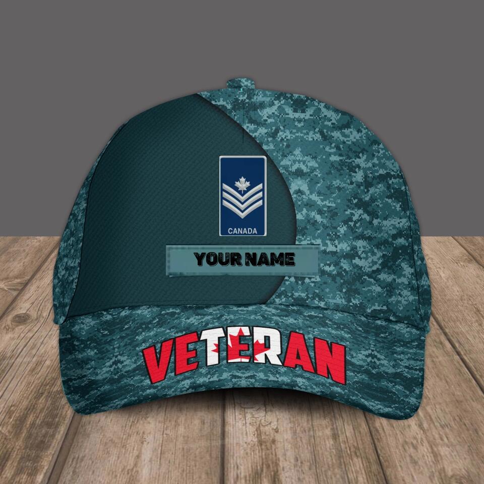 Personalized Rank And Name Canadian Soldier/Veterans Camo Baseball Cap - 16749504