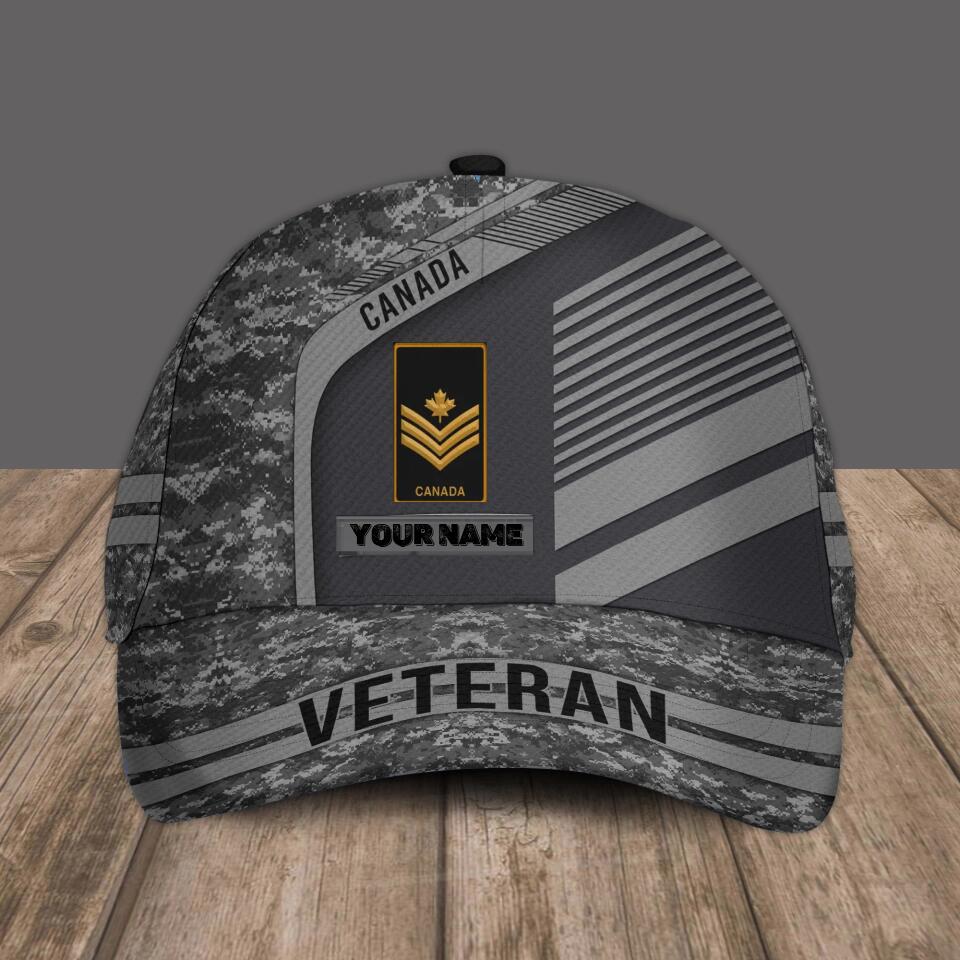 Personalized Rank And Name Canadian Soldier/Veterans Camo Baseball Cap - 1674950401