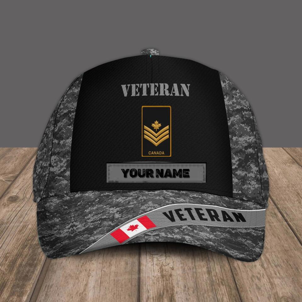 Personalized Rank And Name Canadian Soldier/Veterans Camo Baseball Cap - 1674950402