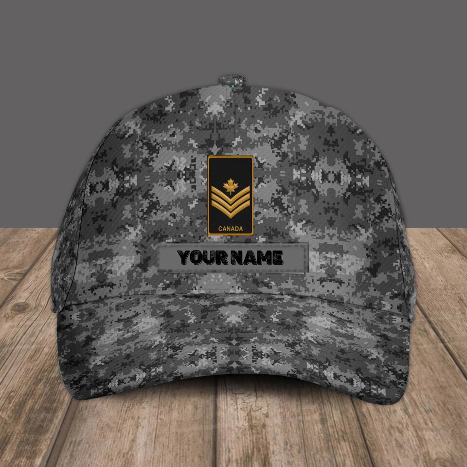 Personalized Rank And Name Canadian Soldier/Veterans Camo Baseball Cap - 1674950403