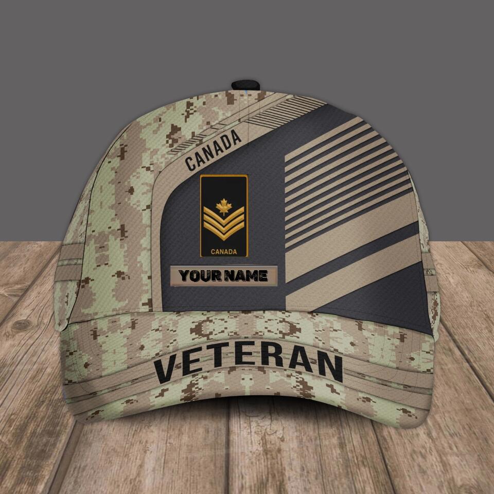 Personalized Rank And Name Canadian Soldier/Veterans Camo Baseball Cap - 1674950405