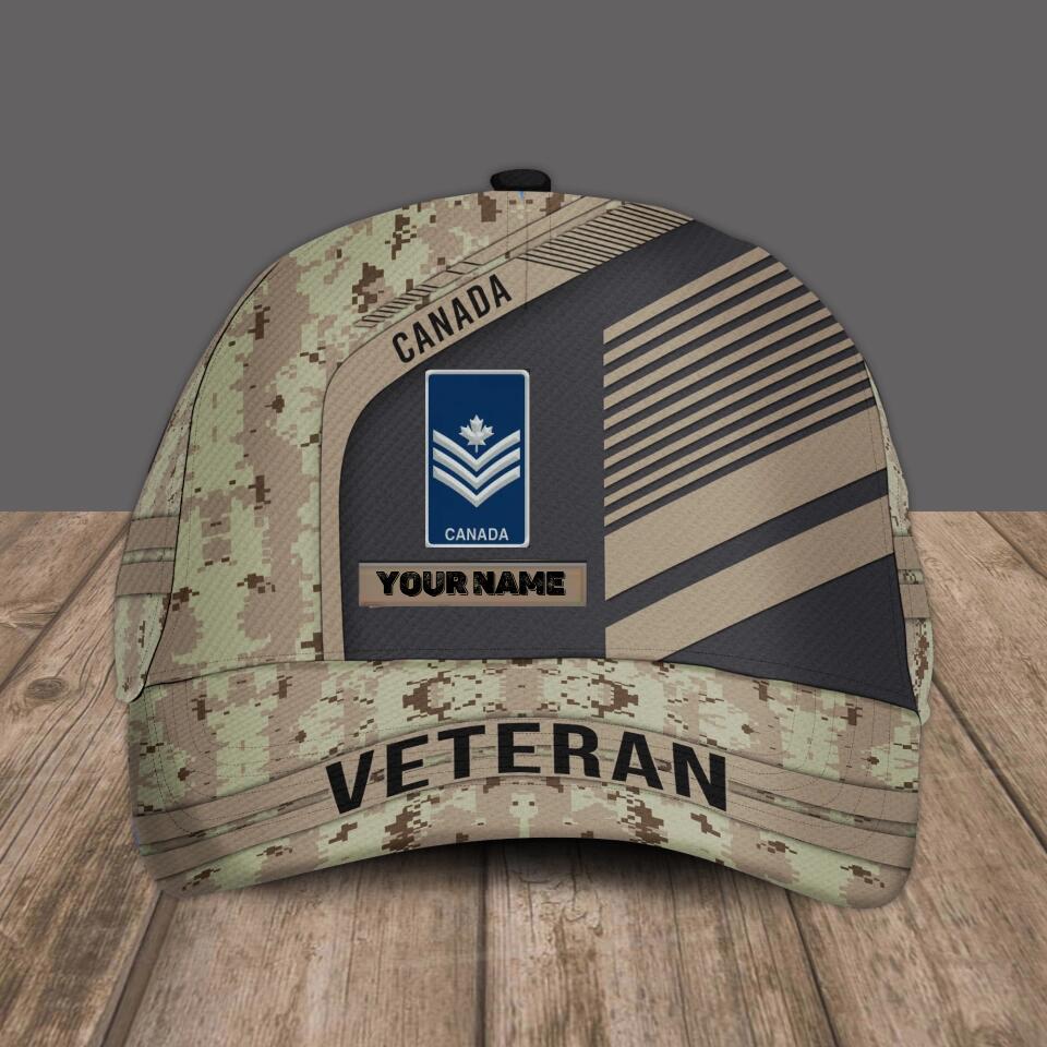 Personalized Rank And Name Canadian Soldier/Veterans Camo Baseball Cap - 1674950405