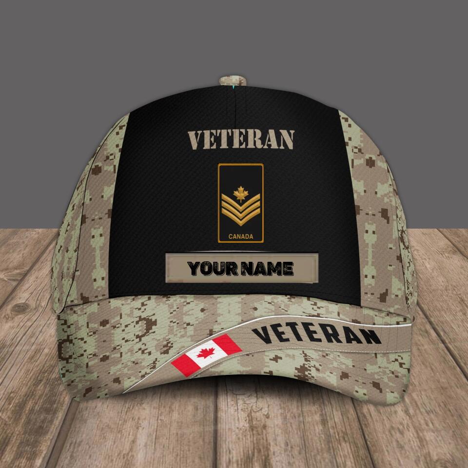 Personalized Rank And Name Canadian Soldier/Veterans Camo Baseball Cap - 1674950406
