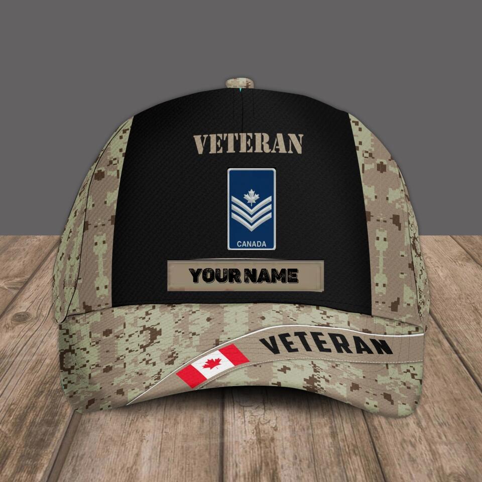 Personalized Rank And Name Canadian Soldier/Veterans Camo Baseball Cap - 1674950406