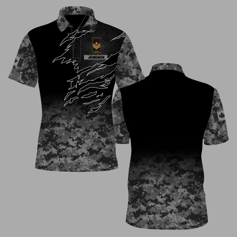Personalized Canada Solider/ Veteran Camo With Name And Rank POLO 3D Printed - 1671062406