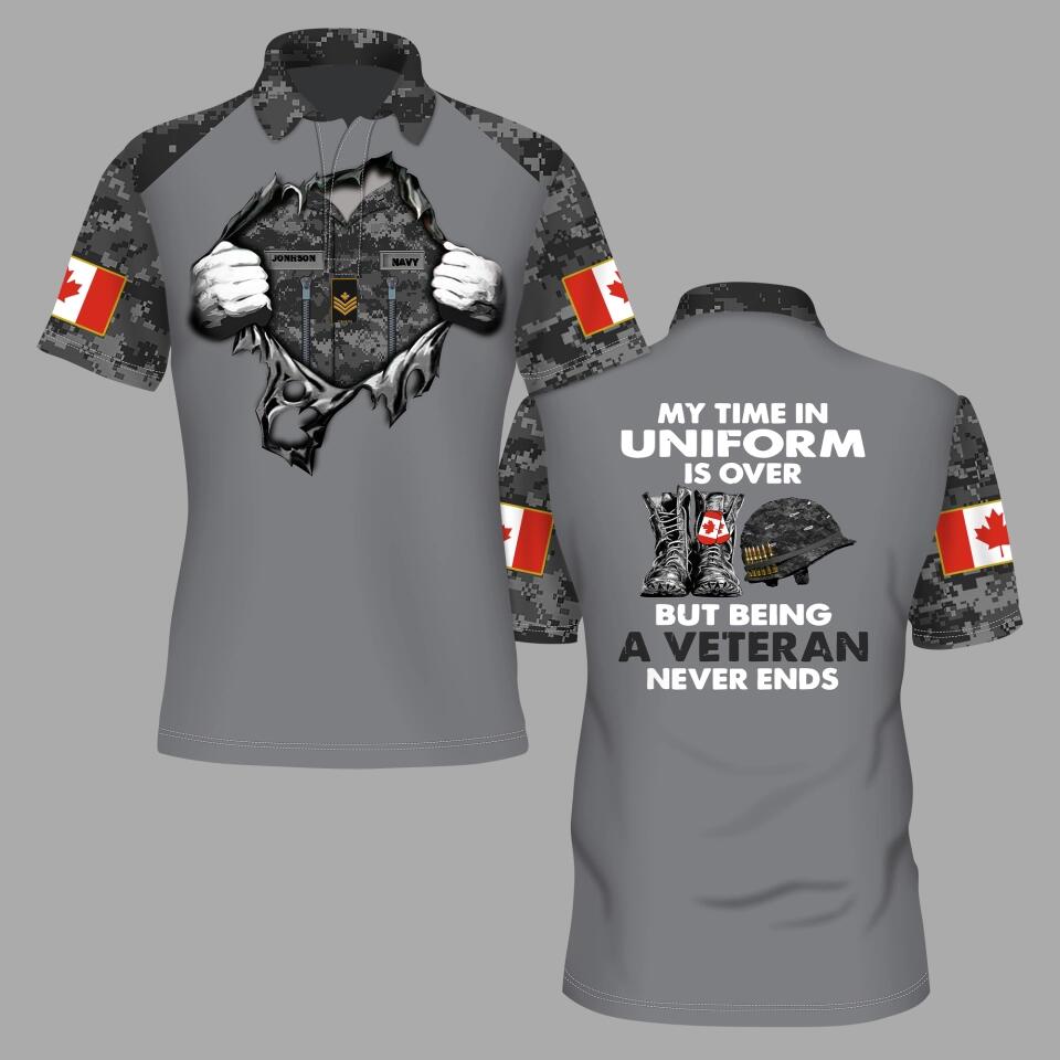 Personalized Canada Solider/ Veteran Camo With Name And Rank POLO 3D Printed - 1673308806