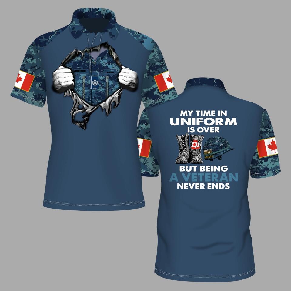 Personalized Canada Solider/ Veteran Camo With Name And Rank POLO 3D Printed - 1673308806