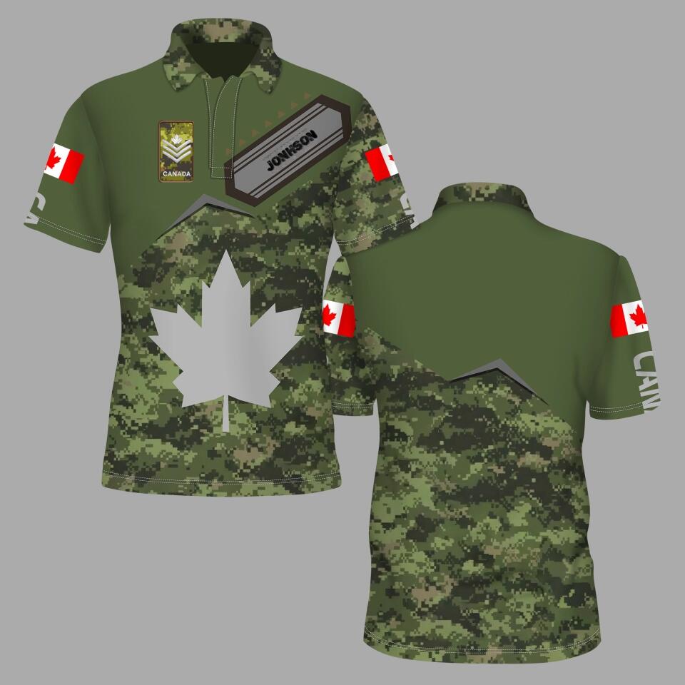 Personalized Canada Solider/ Veteran Camo With Name And Rank POLO 3D Printed - 1673308804
