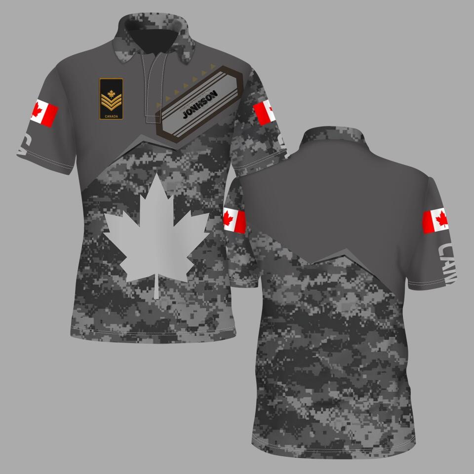Personalized Canada Solider/ Veteran Camo With Name And Rank POLO 3D Printed - 1673308804