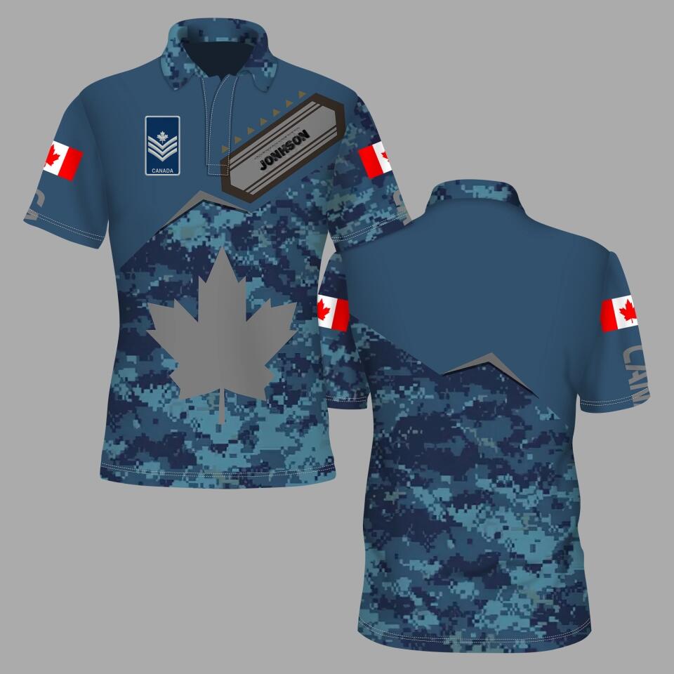 Personalized Canada Solider/ Veteran Camo With Name And Rank POLO 3D Printed - 1673308804