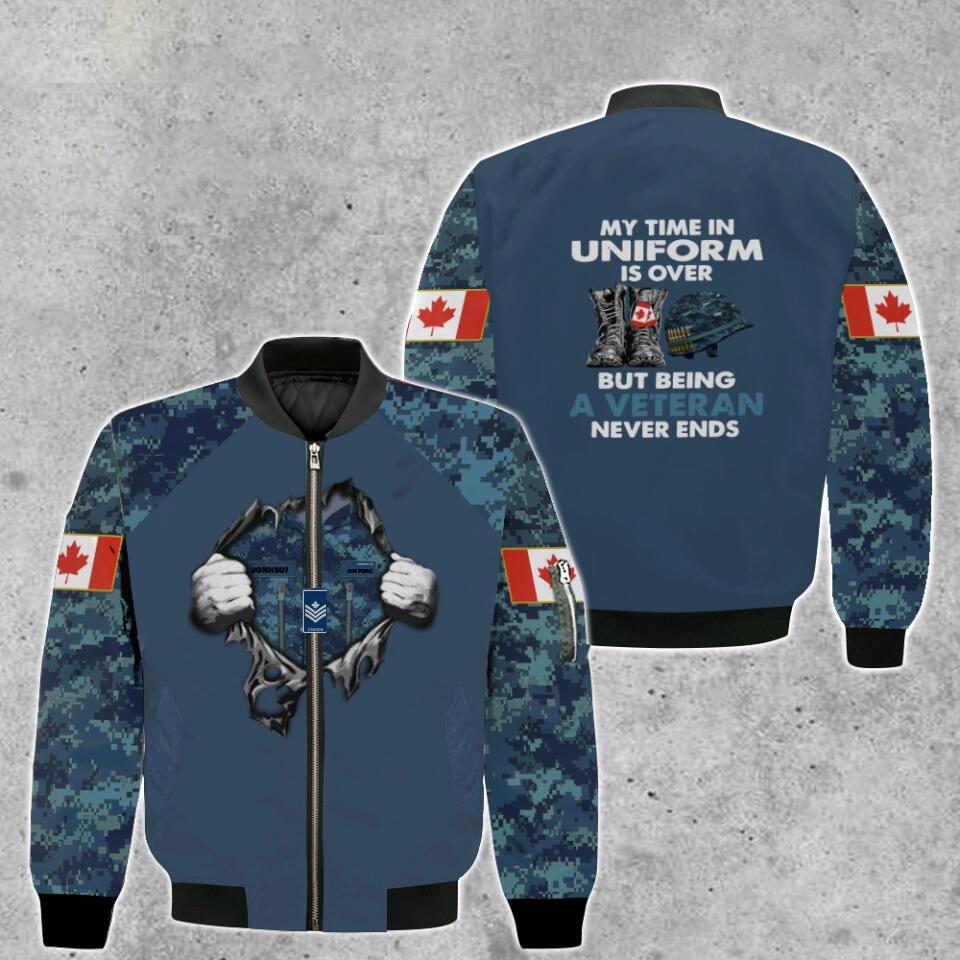 Personalized Canadian Soldier/ Veteran Camo With Name And Rank Bomber Jacket 3D Printed - 1673308806