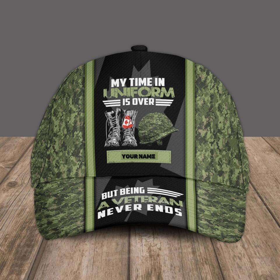 Personalized Rank And Name Canadian Soldier/Veterans Camo Baseball Cap - 0504230002