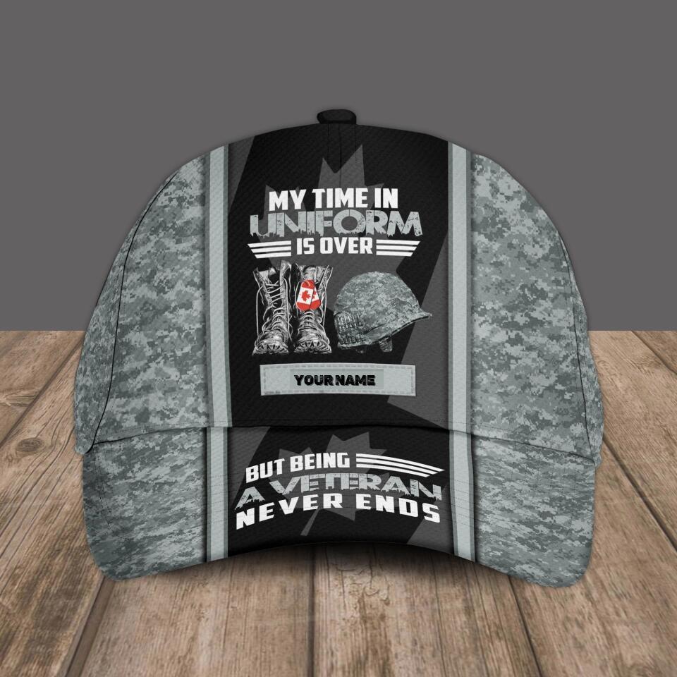 Personalized Rank And Name Canadian Soldier/Veterans Camo Baseball Cap - 0504230002
