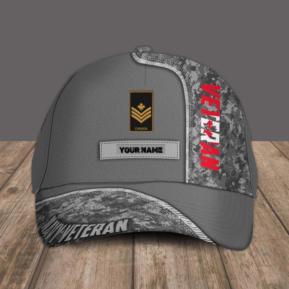 Personalized Rank And Name Canadian Soldier/Veterans Camo Baseball Cap - 1680652802