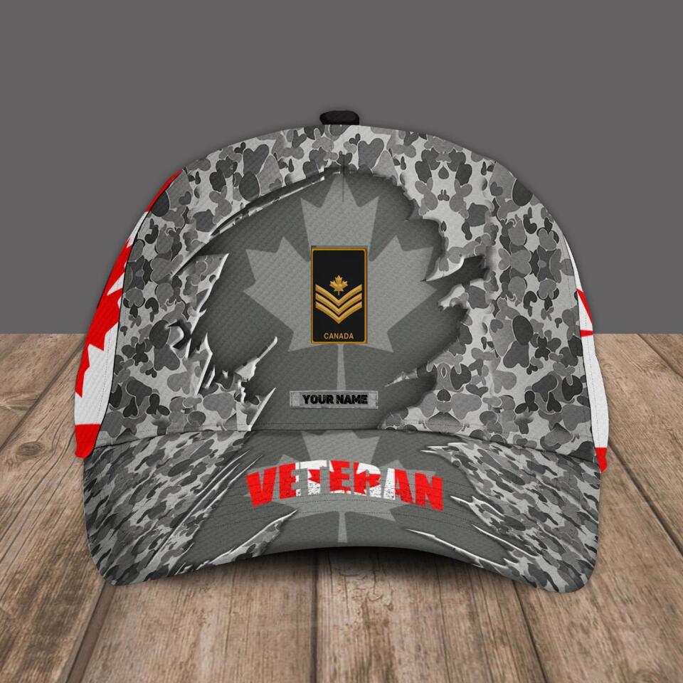 Personalized Rank And Name Canadian Soldier/Veterans Camo Baseball Cap - 1680652804