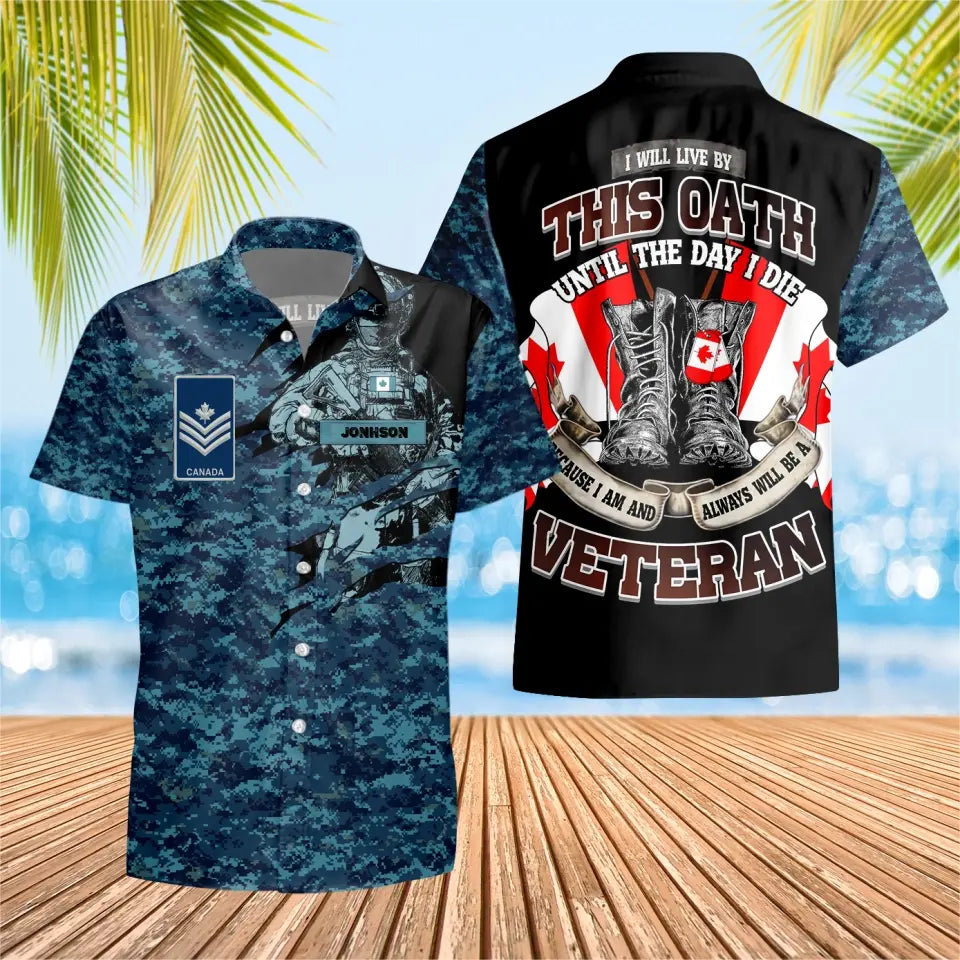 Personalized Canadian Solider/ Veteran Camo With Name And Rank Hawaii Shirt 3D Printed - 1673308801