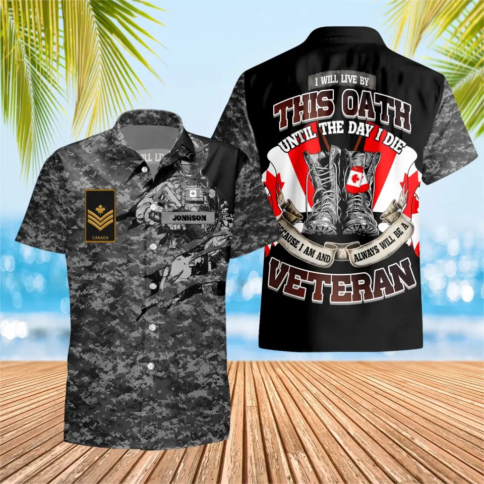 Personalized Canadian Solider/ Veteran Camo With Name And Rank Hawaii Shirt 3D Printed - 1673308801