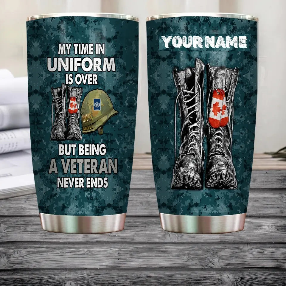 Personalized Canadian Veteran/ Soldier With Rank And Name Camo Tumbler All Over Printed - 16832448