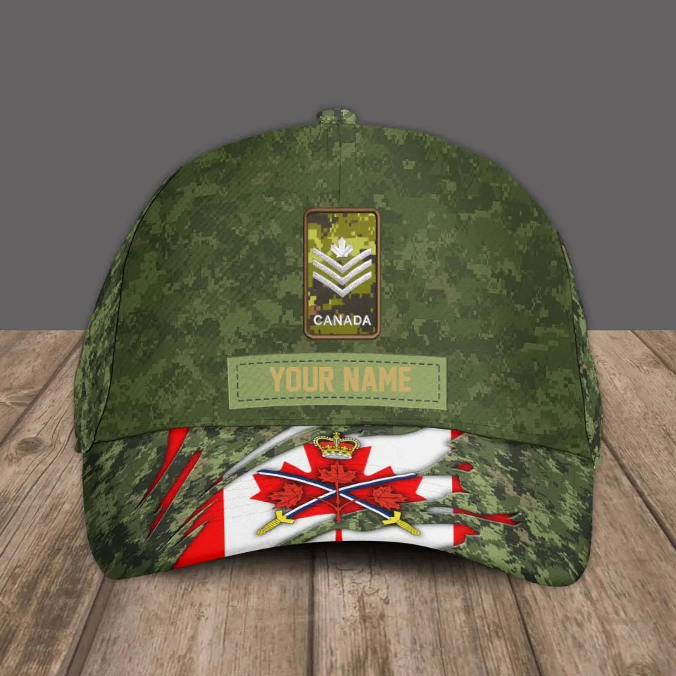 Personalized Rank And Name Canadian Soldier/Veterans Camo Baseball Cap - 3107230001