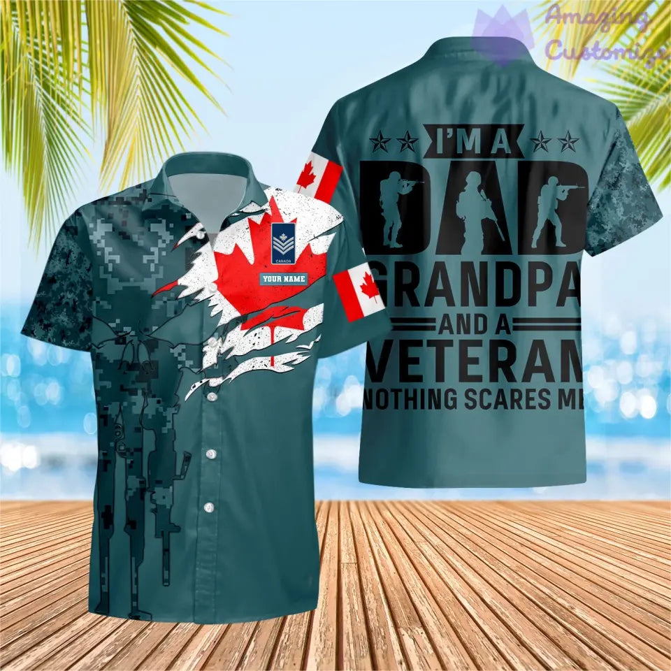 Personalized Canada Solider/ Veteran Camo With Name And Rank Hawaii Shirt 3D Printed - 16899840