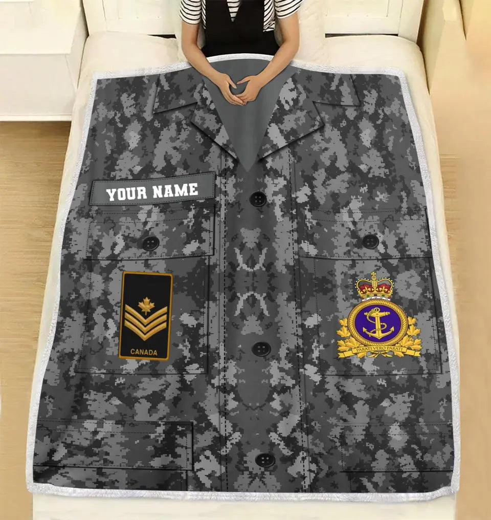Personalized Canadian Soldier/ Veteran Camo With Name And Rank Fleece Blanket 3D Printed - 16932672
