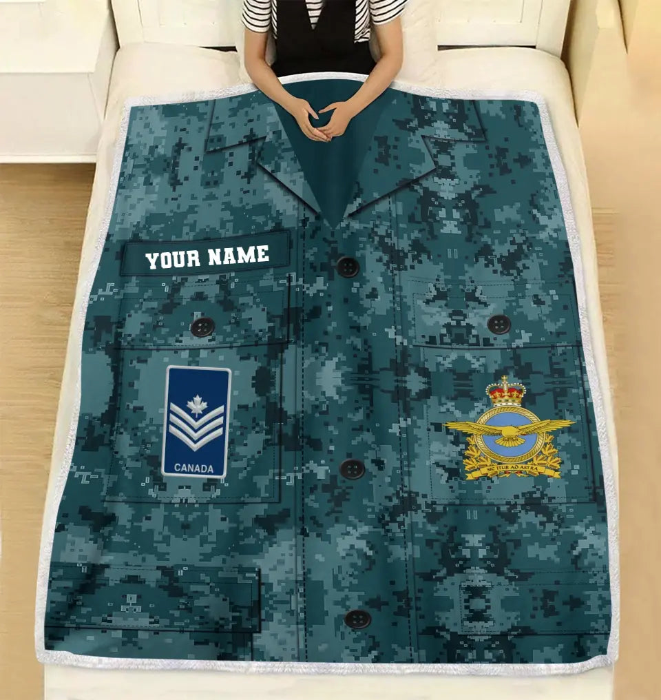 Personalized Canadian Soldier/ Veteran Camo With Name And Rank Fleece Blanket 3D Printed - 16932672