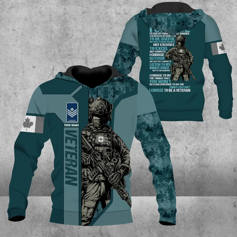 Personalized Canada Soldier/ Veteran Camo With Name And Rank Hoodie 3D Printed - 16932672