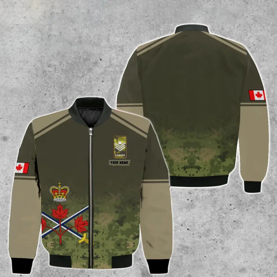 Personalized Canada Soldier/ Veteran Camo With Name And Rank Bomber Jacket 3D Printed - 1697760002
