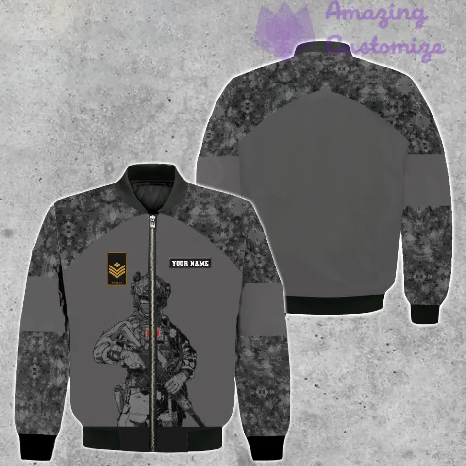 Personalized Canadian Soldier/ Veteran Camo With Name And Rank Bomber Jacket 3D Printed - 16991424
