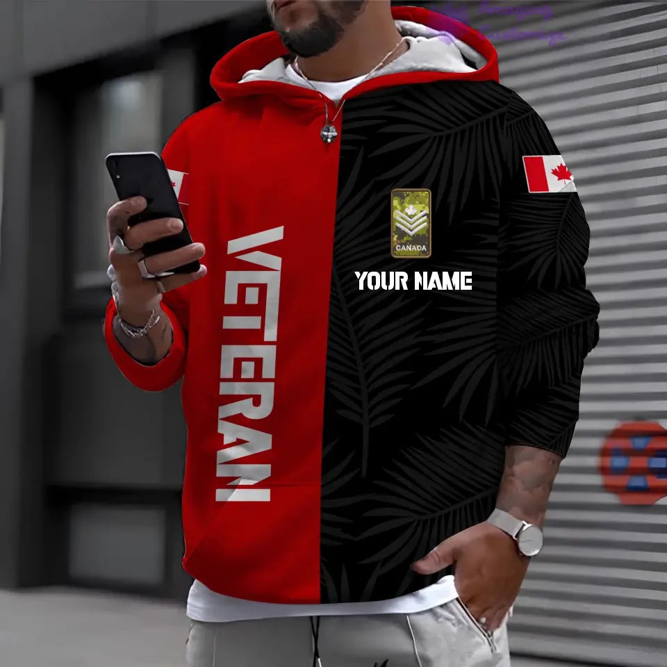 Personalized Canada Soldier/ Veteran Camo With Name And Rank Hoodie Shirt 3D Printed - 17086464