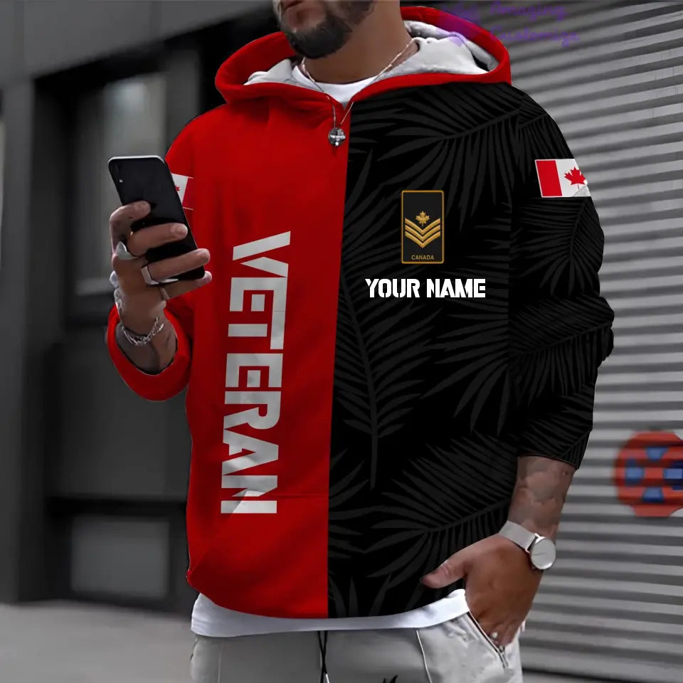 Personalized Canada Soldier/ Veteran Camo With Name And Rank Hoodie Shirt 3D Printed - 17086464