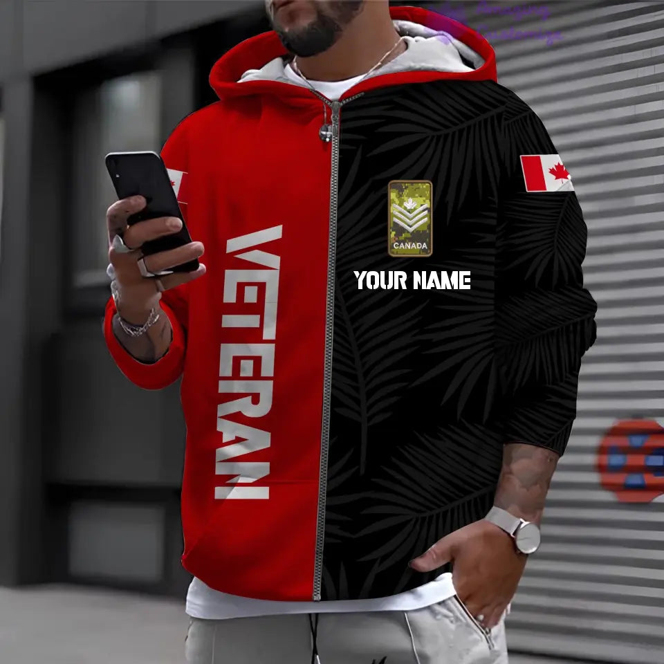 Personalized Canada Soldier/ Veteran Camo With Name And Rank Hoodie Shirt 3D Printed - 17086464