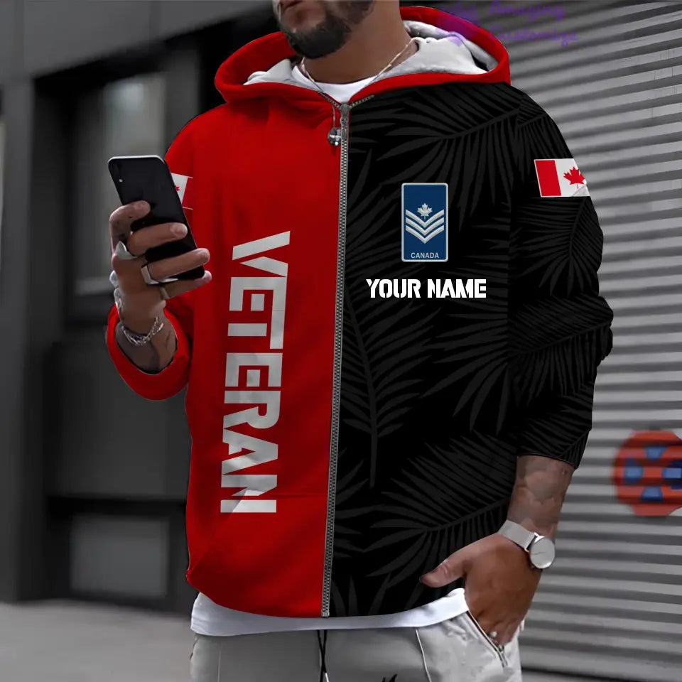 Personalized Canada Soldier/ Veteran Camo With Name And Rank Hoodie Shirt 3D Printed - 17086464