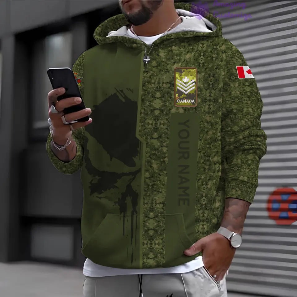 Personalized Canada Soldier/ Veteran Camo With Name And Rank Hoodie Printed - 17152992