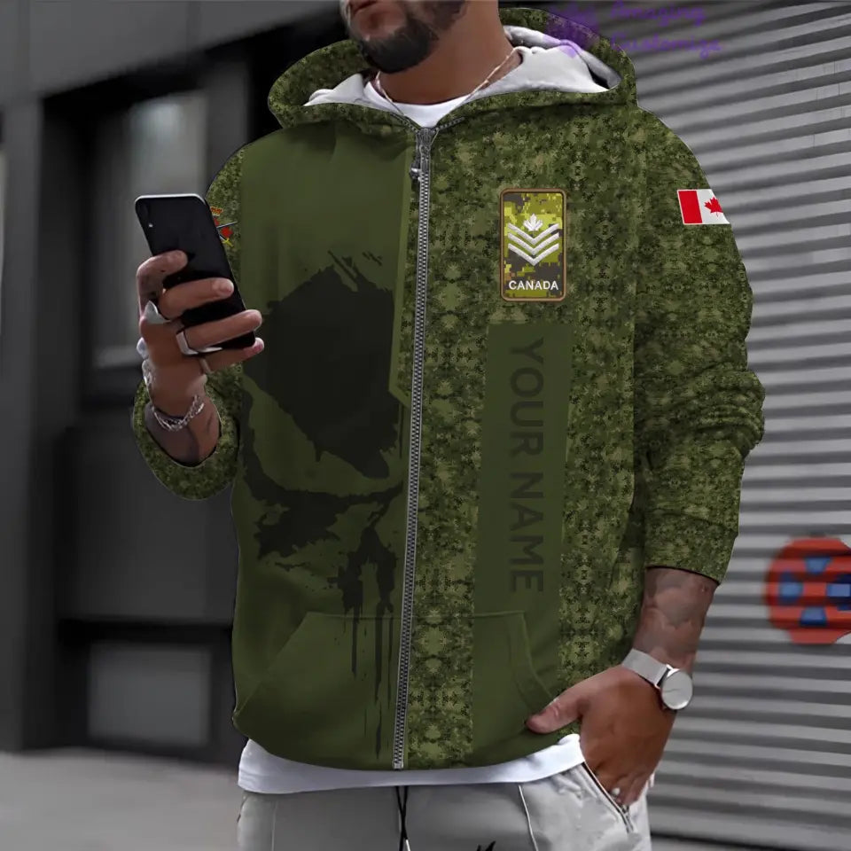 Personalized Canada Soldier/ Veteran Camo With Name And Rank Hoodie Printed - 17152992