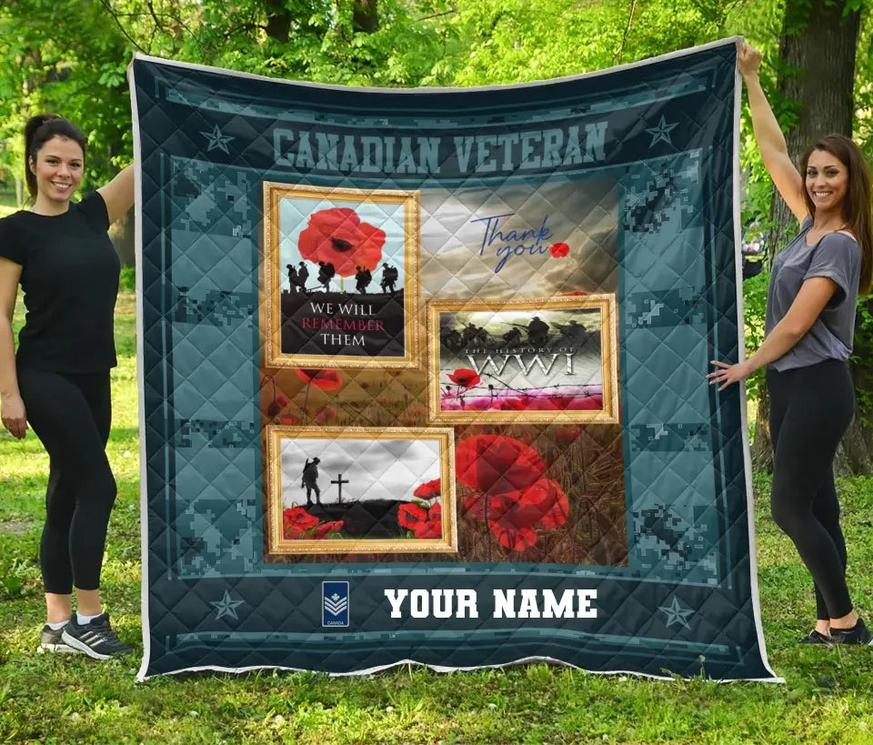 Personalized Canadian Soldier/ Veteran Camo With Name And Rank Quilt 3D Printed - 16915392